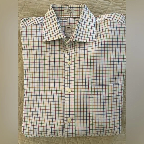 peter millar nanoluxe dress shirt Peter Millar Easy Care Nanoluxe Light Blue Button Down Long Sleeve Shirt Men's M